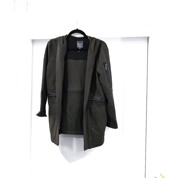 LYSSE XS Open Front Drawstring Deep Olive Green Jacket - Picture 3 of 9